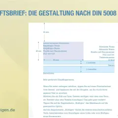 Gestaltung eines Geschäftsbriefs nach DIN 5008: Adressfelder für Absender und Empfänger, Betreff und Datum sind klar strukturiert.