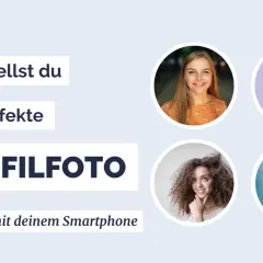 So erstellst du das perfekte Profilfoto mit deinem Smartphone. Vier lächelnde Frauen in Porträts.