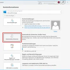 Outlook-Einstellungen: Automatische Antworten (Außer Haus) einrichten für eine e-mail signatur vertretung.
