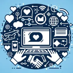Digitale Vernetzung: Händeschütteln, Herzen und Nachrichten symbolisieren die Bedeutung von hdgdl in der Online-Kommunikation.