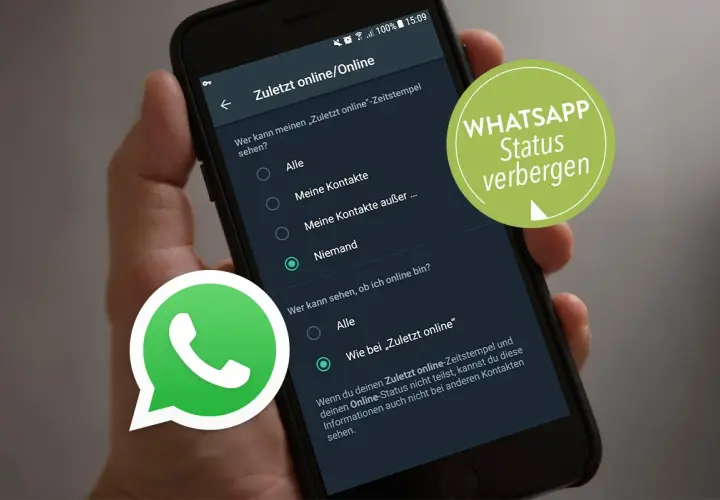 WhatsApp-Einstellungen: Wähle, wer deinen "Zuletzt online"-Status sehen kann. Du kannst deinen Status verbergen.