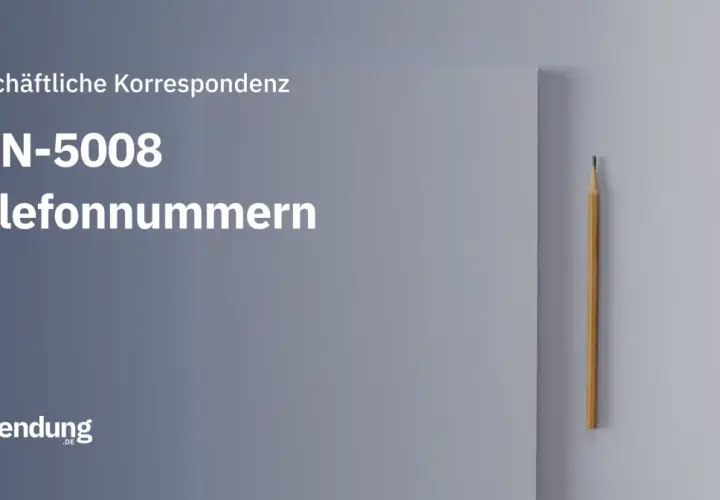 Geschäftliche Korrespondenz: DIN-5008 Telefonnummern. Ein Bleistift liegt neben einem Blatt Papier.
