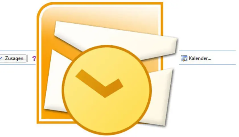 Outlook-Symbol mit Kalender und Uhr. Zeigt an, wie man abgesagte Termine anzeigen kann.