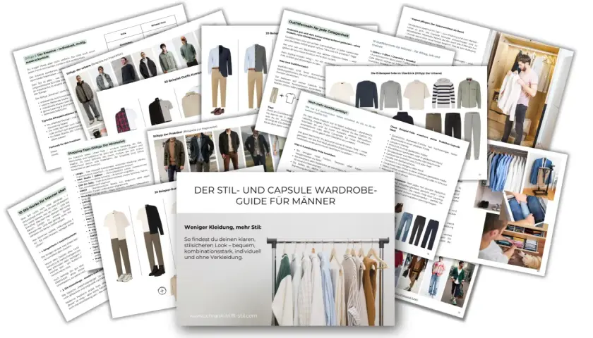 Der Stil- und Capsule Wardrobe Guide für Männer zeigt Outfit-Ideen und Tipps für eine minimalistische Garderobe.