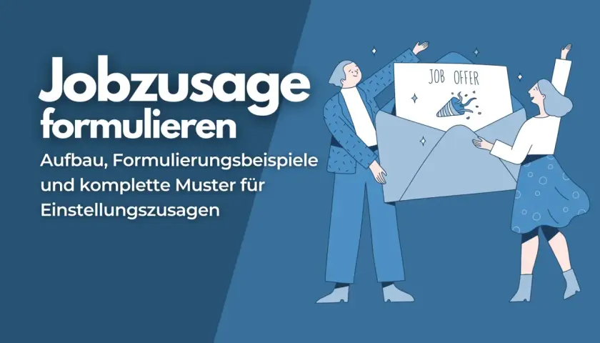 Zwei Personen halten einen großen Umschlag mit "JOB OFFER". Hier finden Sie Tipps zur angebot annehmen formulierung email.