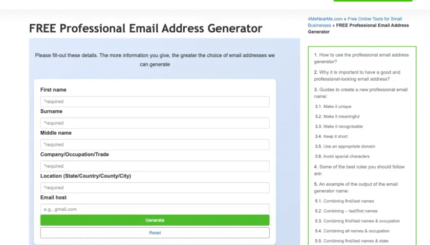 Formular zur Erstellung professioneller E-Mail-Adressen. Hier können Sie Ihre Daten eingeben, um den **e-mail schriftverkehr** zu optimieren.