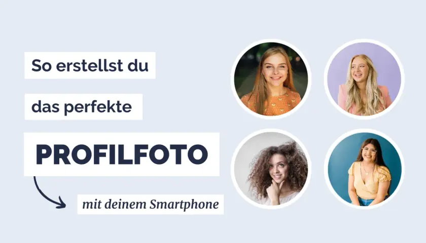So erstellst du das perfekte Profilfoto mit deinem Smartphone. Vier lächelnde Frauen in Porträts.