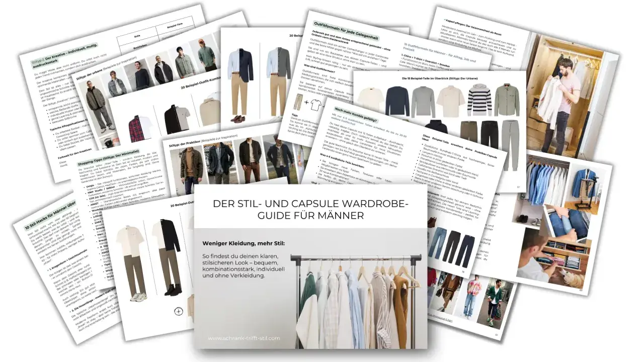 Der Stil- und Capsule Wardrobe Guide für Männer zeigt Outfit-Ideen und Tipps für eine minimalistische Garderobe.