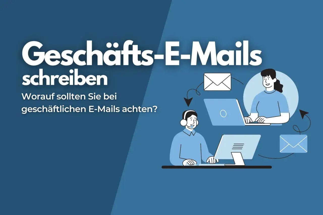 Geschäfts-E-Mails schreiben: Zwei Personen am Computer, die sich gegenseitig E-Mails senden.