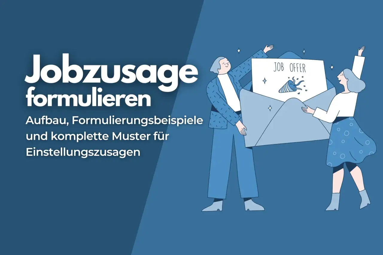 Zwei Personen halten einen großen Umschlag mit "JOB OFFER". Hier finden Sie Tipps zur angebot annehmen formulierung email.