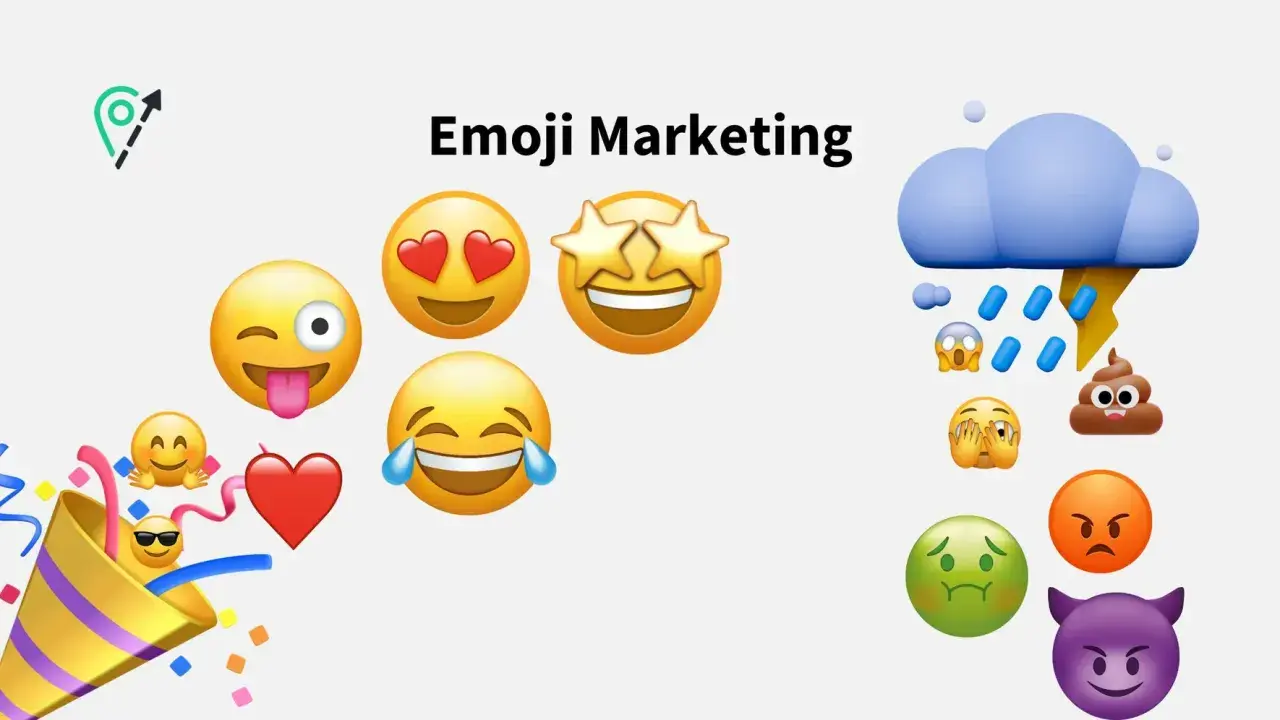 Bunte Emoticons wie lachende Gesichter, ein Herz und ein Teufel zeigen, was sind Emoticons und wie sie Emotionen ausdrücken.