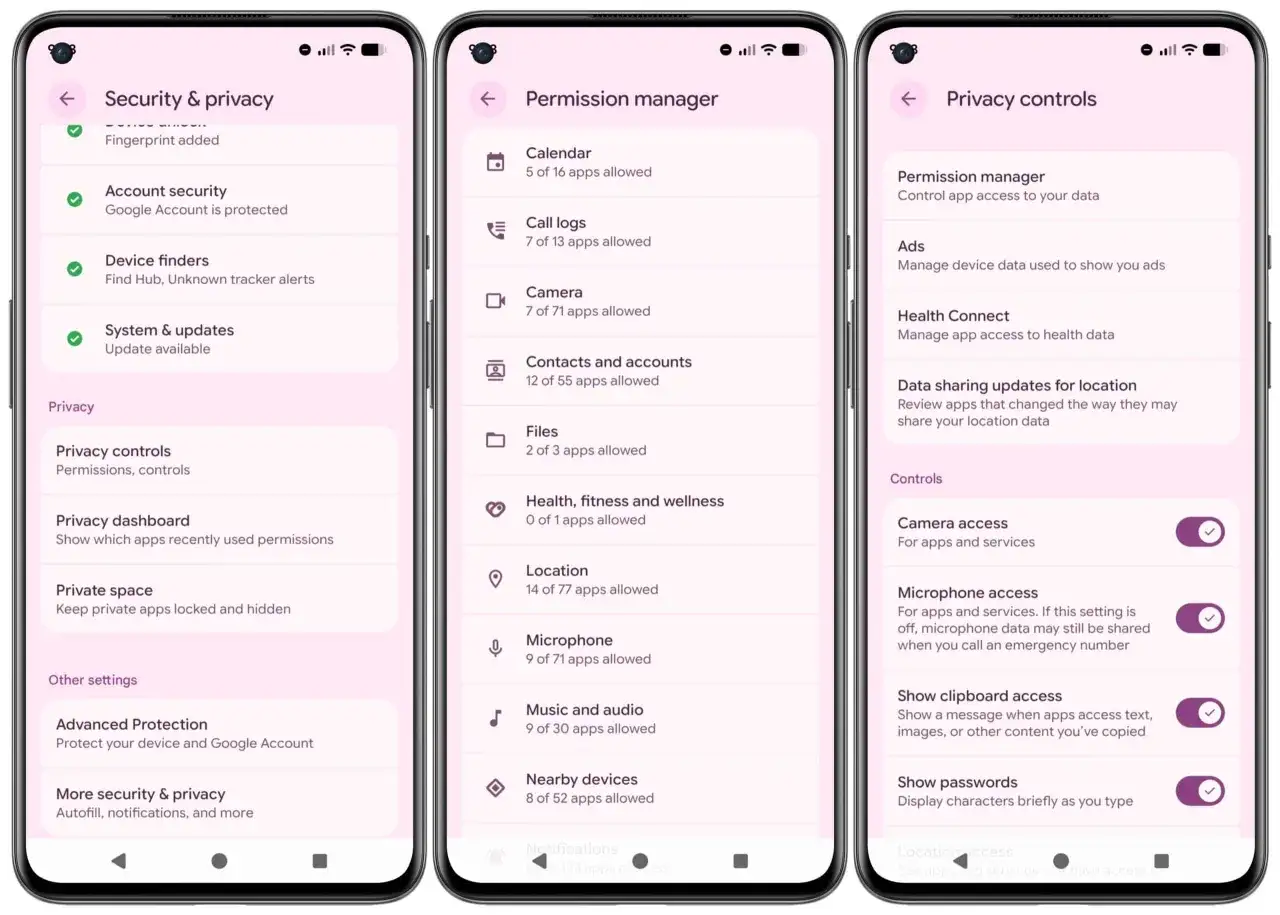 Sicherheitseinstellungen zeigen, welche Apps Zugriff auf Kontakte haben. Blockierte Kontakte sind hier nicht sichtbar, aber die Berechtigungen sind einsehbar.